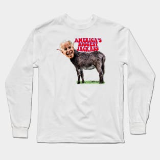 Biden Head on Donkey, AMERICA'S BIGGEST JACKASS Long Sleeve T-Shirt